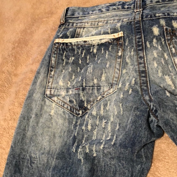 Heritage America flawless 36 x 32 Distressed denim Blue Jeans shredded flawless - Picture 7 of 8